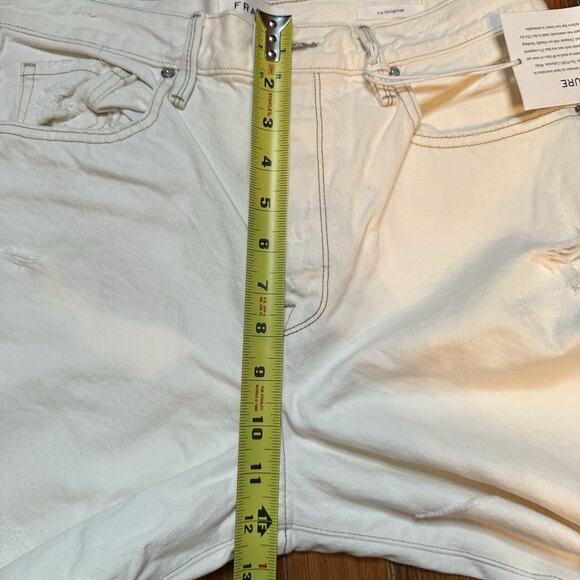 Frame Denim High Rise Straight Fit Distressed Jeans Off-White Rips Le Original - Picture 11 of 13